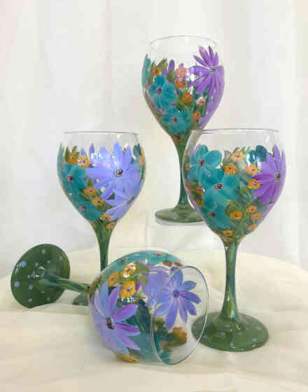 Lavender and Blue Wine Glasses
